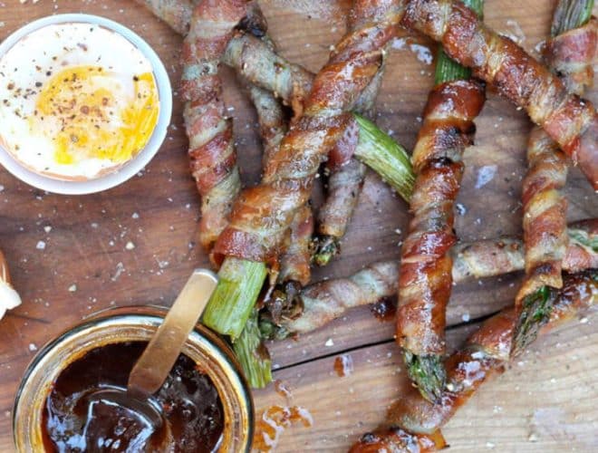 Chipotle Honey Glazed Bacon Wrapped Asparagus
