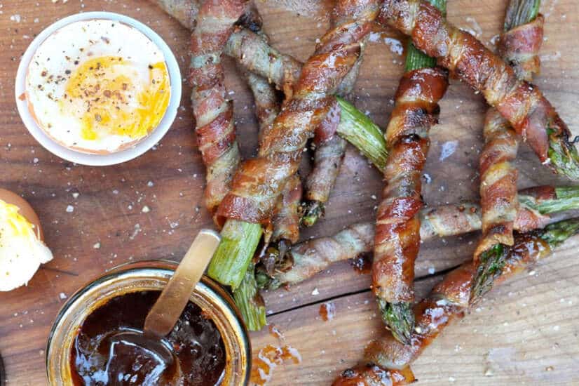 Chipotle Honey Glazed Bacon Wrapped Asparagus