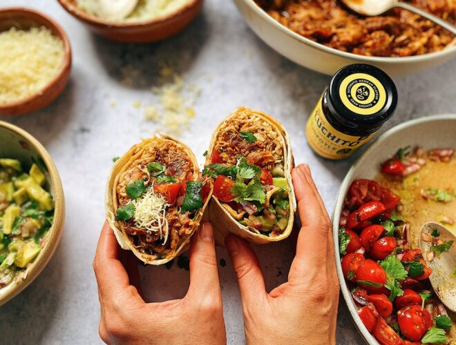 Mexican food with Chicken Burrito