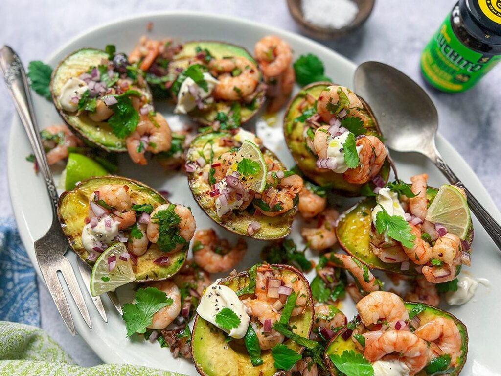 Grilled Avocado With Chipotle Prawns