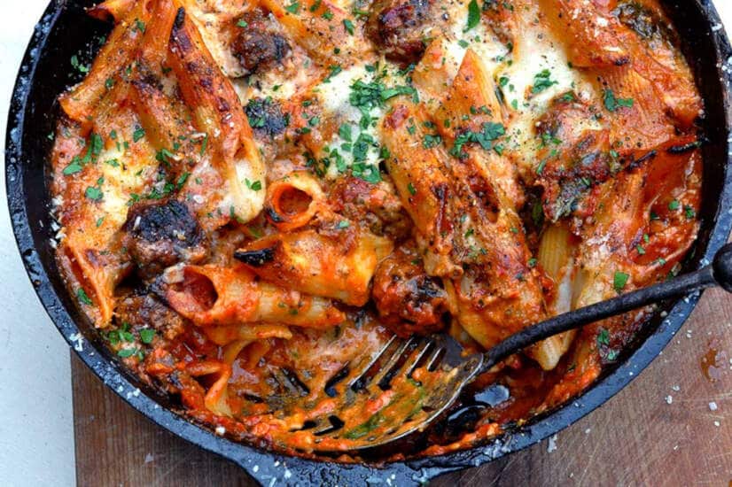 Chipotle Meatball Pasta Bake