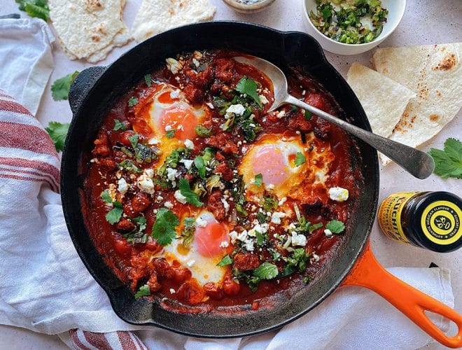 Mexican food with huevos Rancheros - Mexican Breakfast