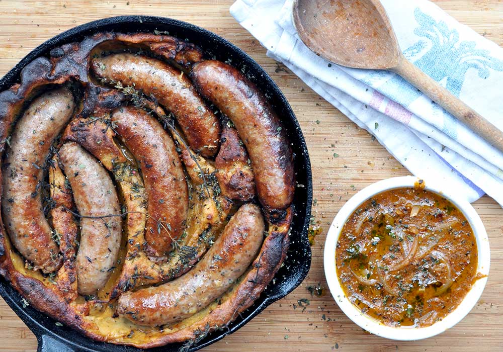 Toad in the Mexican Hole with Onion Gravy