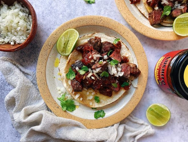 Vampiro Tacos finished dish with servings