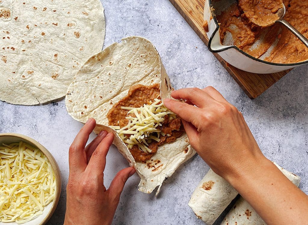 How To Make Burritos - Refried Bean Burrito