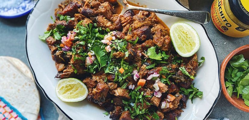 Carnitas finished dish - authentic mexican food