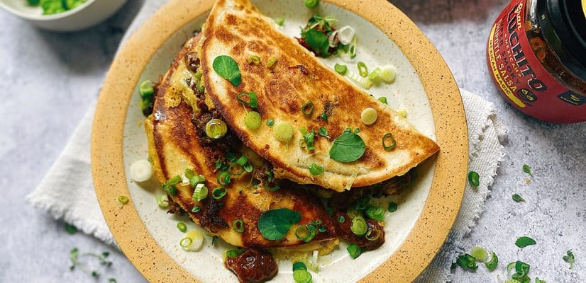 Beef Quesadilla dished up and served