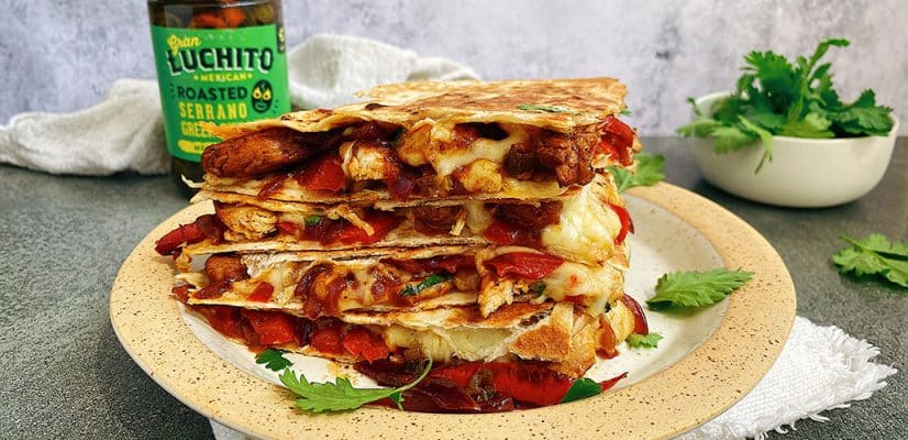 Mexican food with Fajita Quesadilla - Fajita Quesadilla finished dish