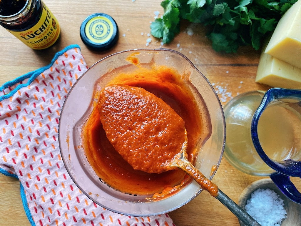prep step making enchilada sauce
