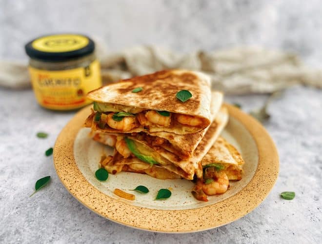 Prawn Quesadilla finished dish - what to serve with quesadillas