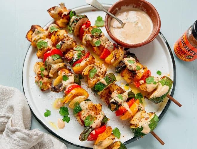 Vegetable Skewers finished dish