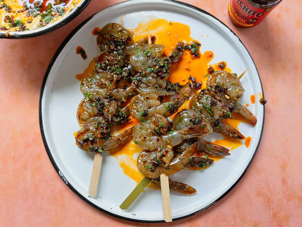 grilled shrimp prep step - Mexican Easter