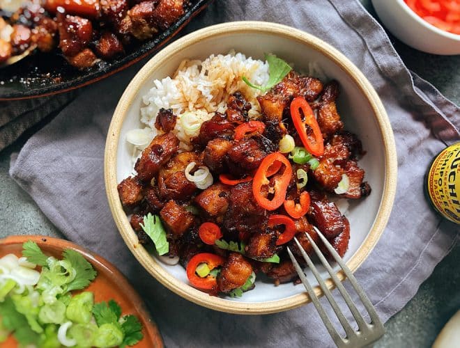 Twice Cooked Sticky Pork Belly Finished dish