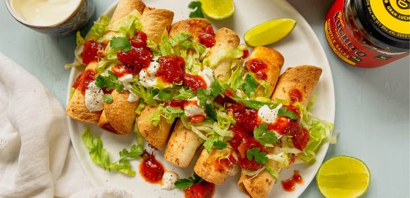 Mexican Starter - Air Fryer Taquitos finished dish - Mexican Party Food