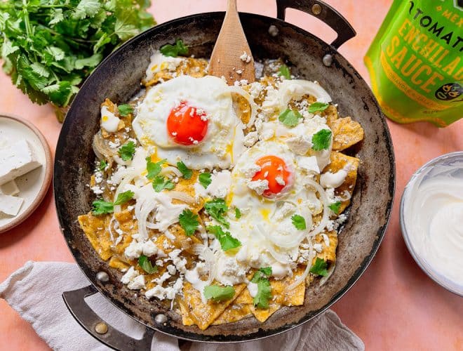 Chilaquiles Verdes finished dish