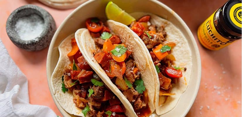 Preparation steps for Tacos de Discadas - discada tacos