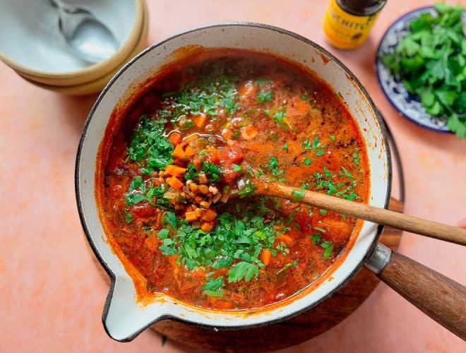 Mexican Lentil Soup finsihed dish