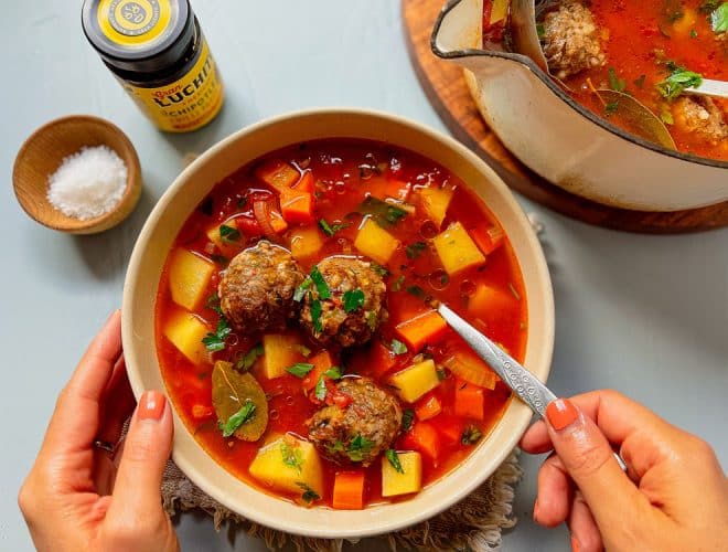 Albondigas Soup finished dish