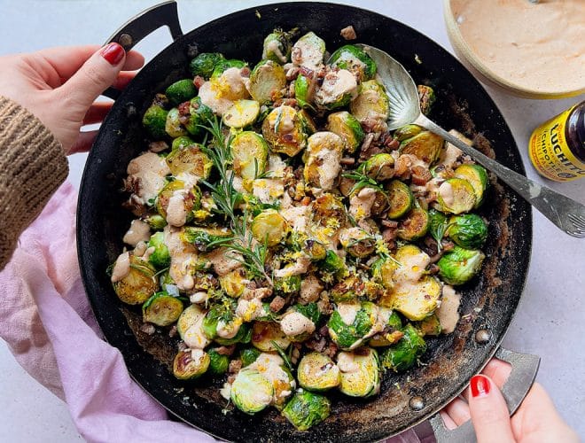 Mexican Brussel Sprouts finished dish