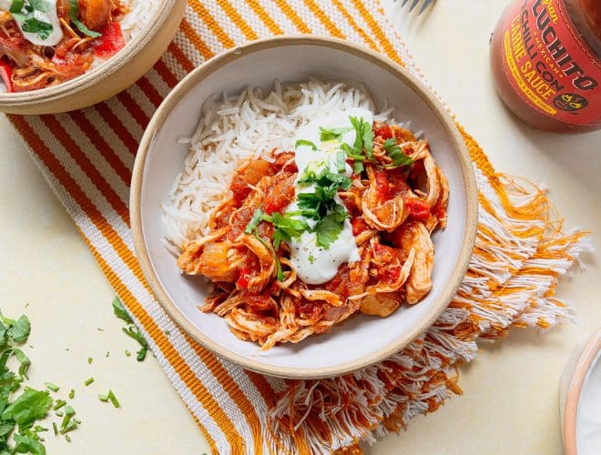 Slow Cooker Chicken Chilli finished dish - Family Favourites - Mexican Meals on a Budget