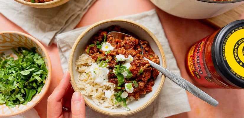No Bean Chilli Con Carne finished dish