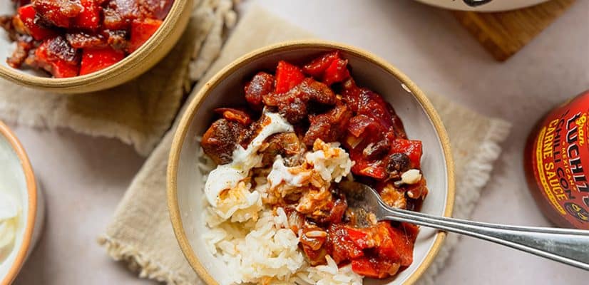 Vegetarian Chilli con Carne finished dish - Mexican Meals on a Budget