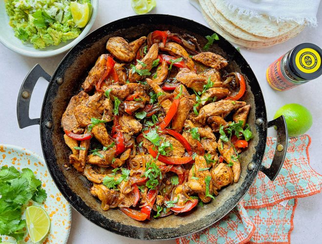 Spicy Chicken Fajitas finished dish