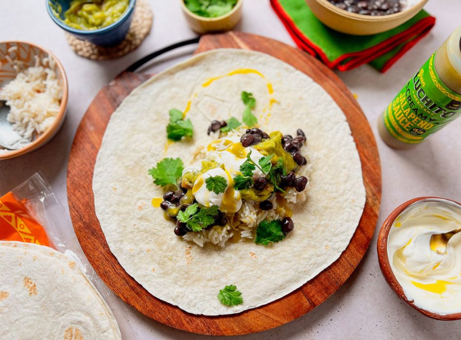 Black Bean Burrito prep step