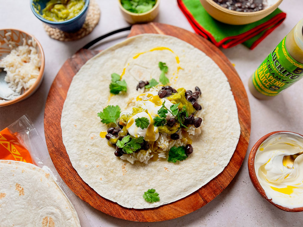 How to make Burritos - Black Bean Burrito prep step
