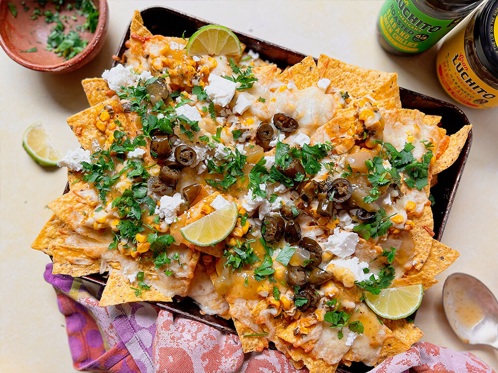 Street Corn Nachos finished dish - What To Serve With Nachos