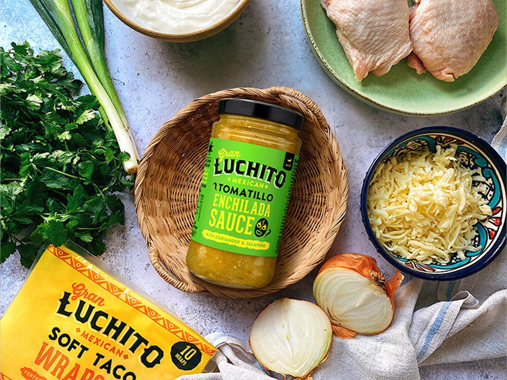 Green Chicken Enchiladas prep step