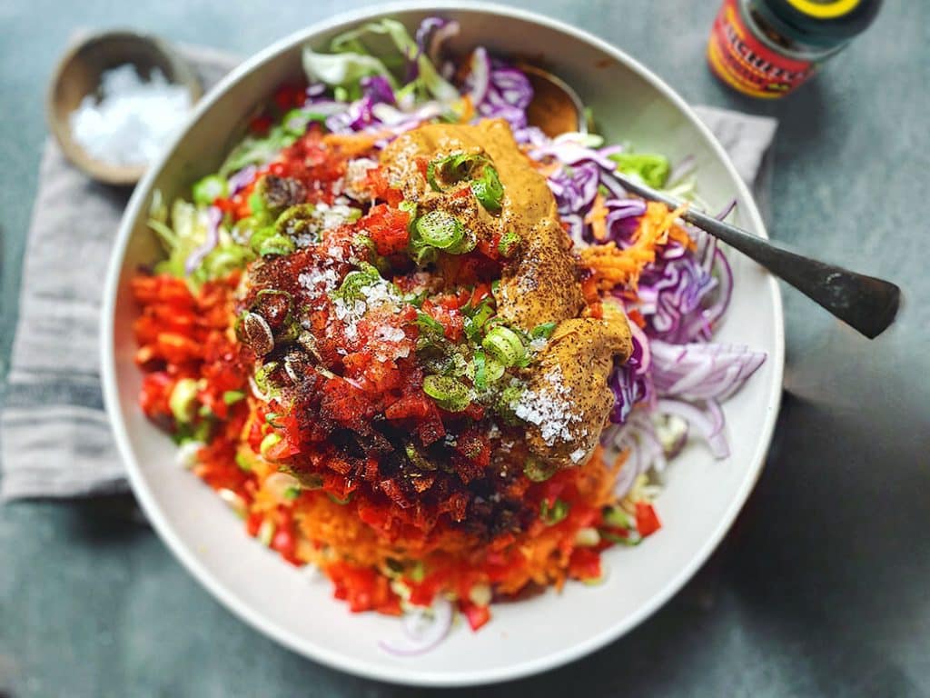 what to serve with quesadillas featuring Mexican Coleslaw prep step